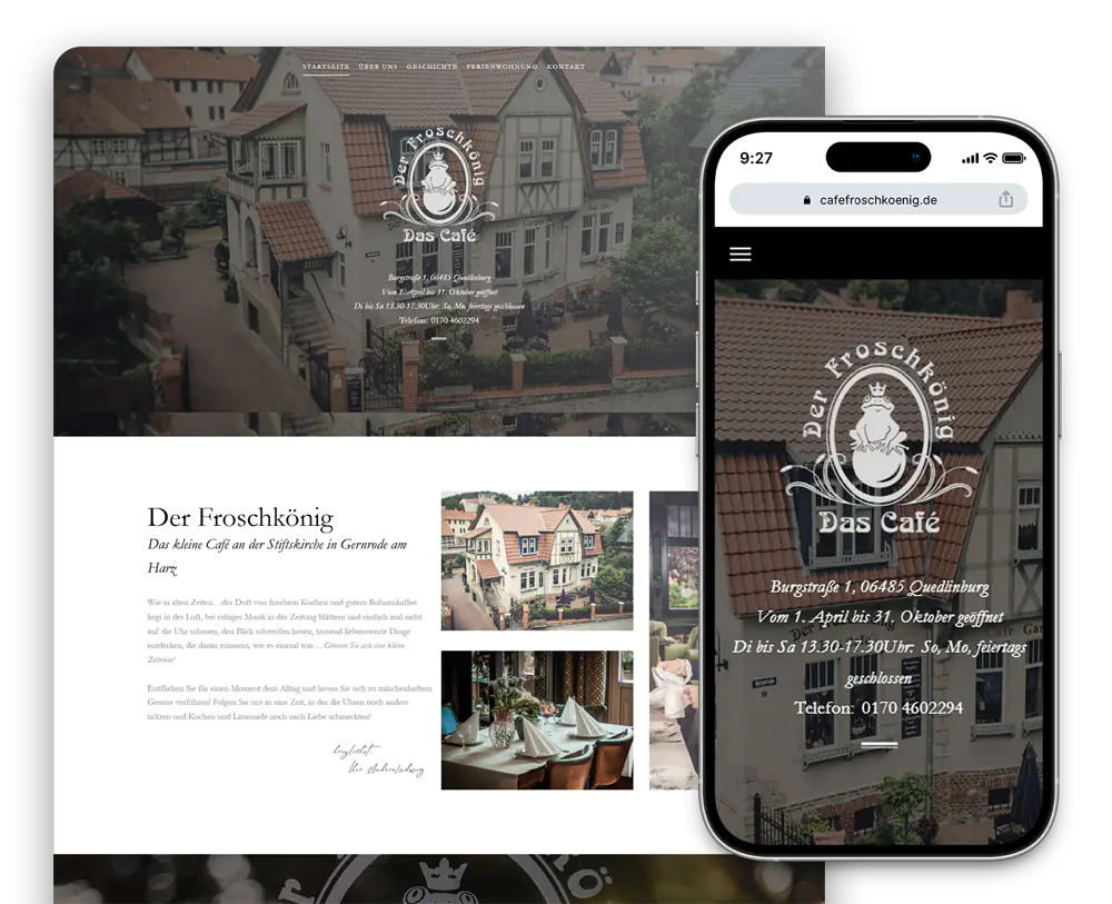 Cafe Frosch König Webdesign