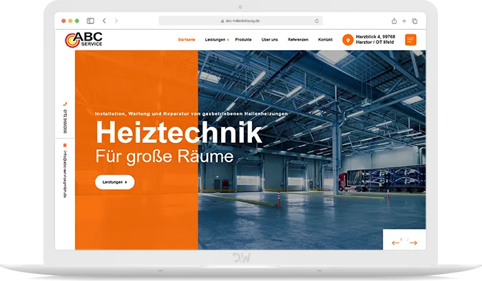 ABC Hallenheizung Webdesign